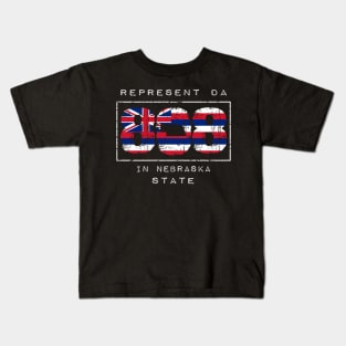 Rep Da 808 in Nebraska State by Hawaii Nei All Day Kids T-Shirt